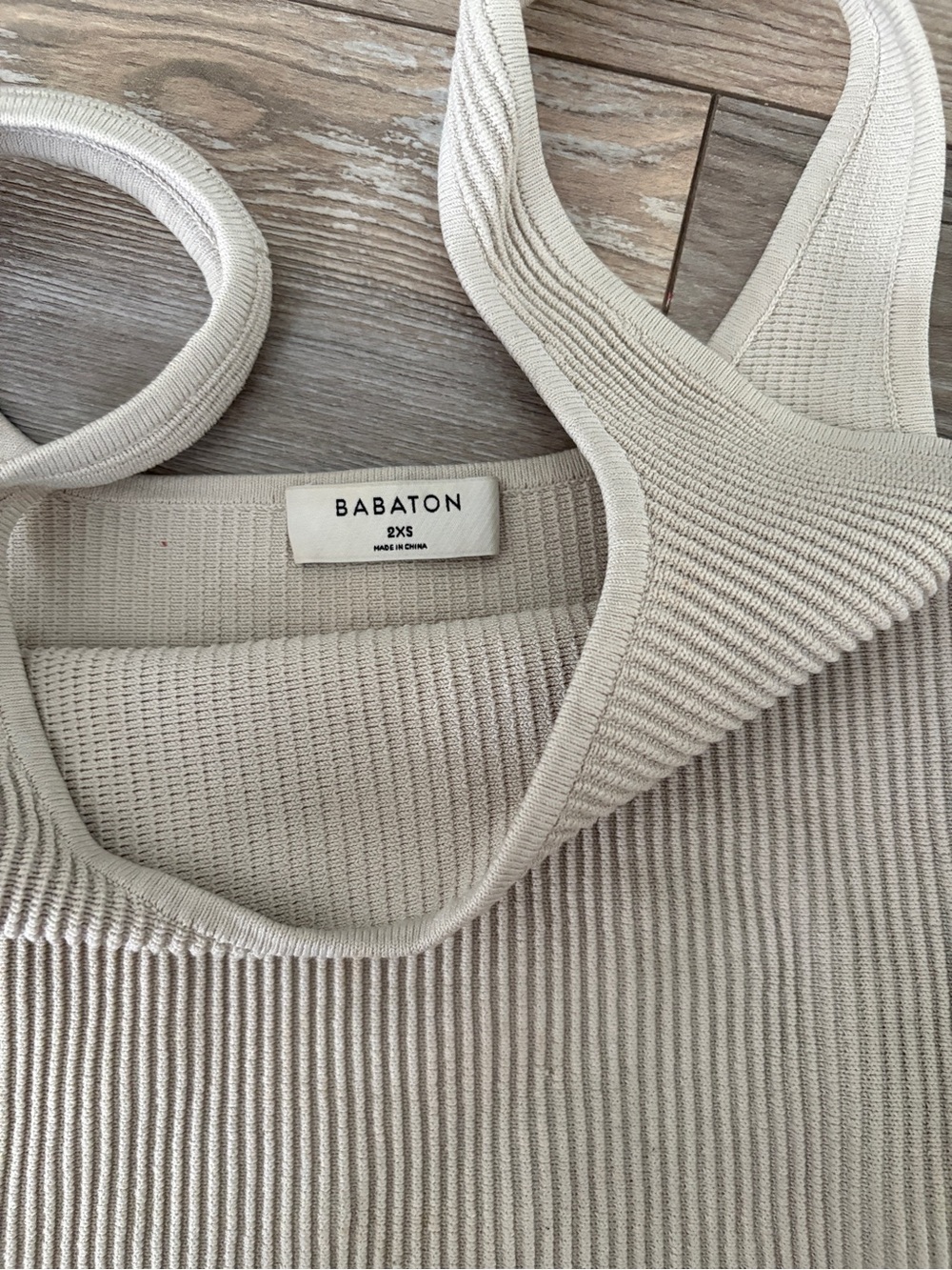 Babaton Ribbed Sleeveless Knit Tank in Beige-Cream